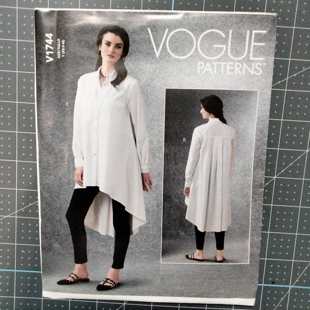 V1744 Vogue Patterns XS-M Misses Shirt and Belt, Uncut, factory folded, OOP